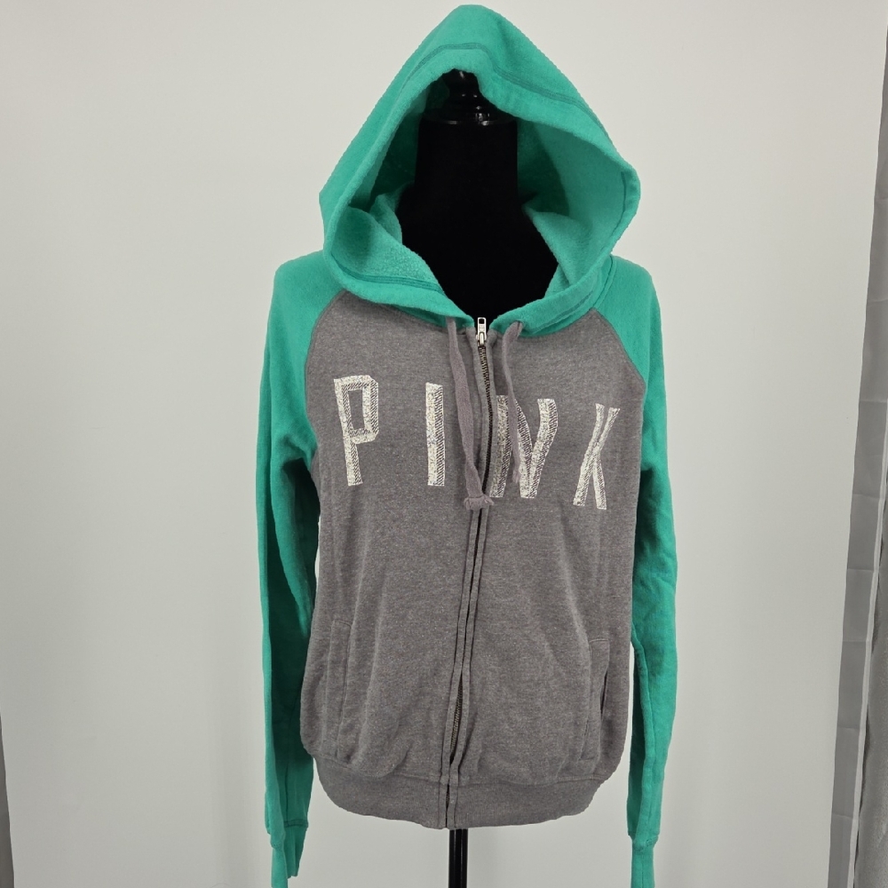 Victoria's Secret Teal and Gray Hoodie
